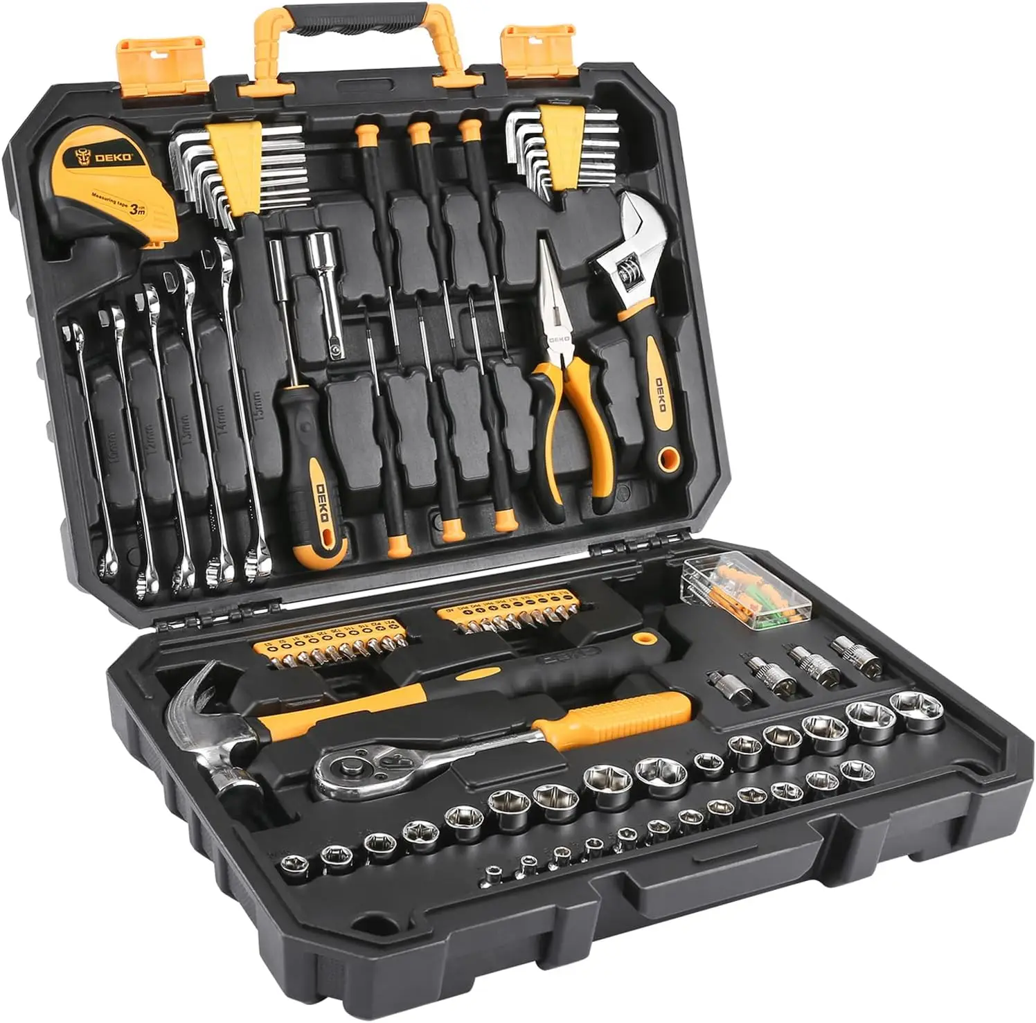 128 Piece Tool Set-General Household Hand Tool Kit, Auto Repair Tool Set, with Plastic Toolbox Storage Case