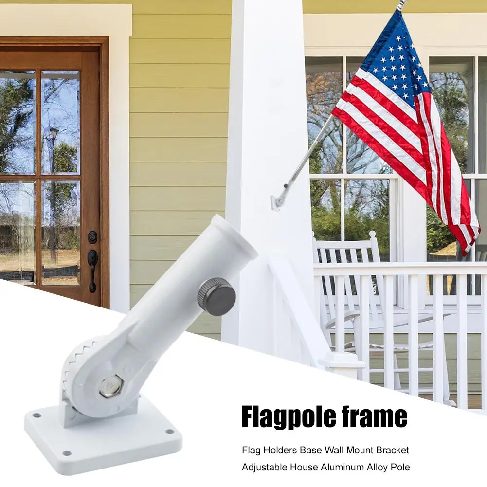 Metal Flag Pole Holder Wall Mounted Flagpole Base Advertising Bracket Stand Rack