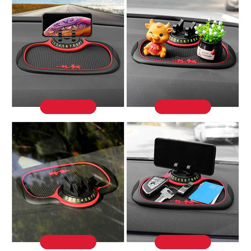 Car Navigation Mobile Phone Holder Anti-slip Pad Multi-functional Dashboard Storage Mat Parking Sign Bracket Accessories Sticky