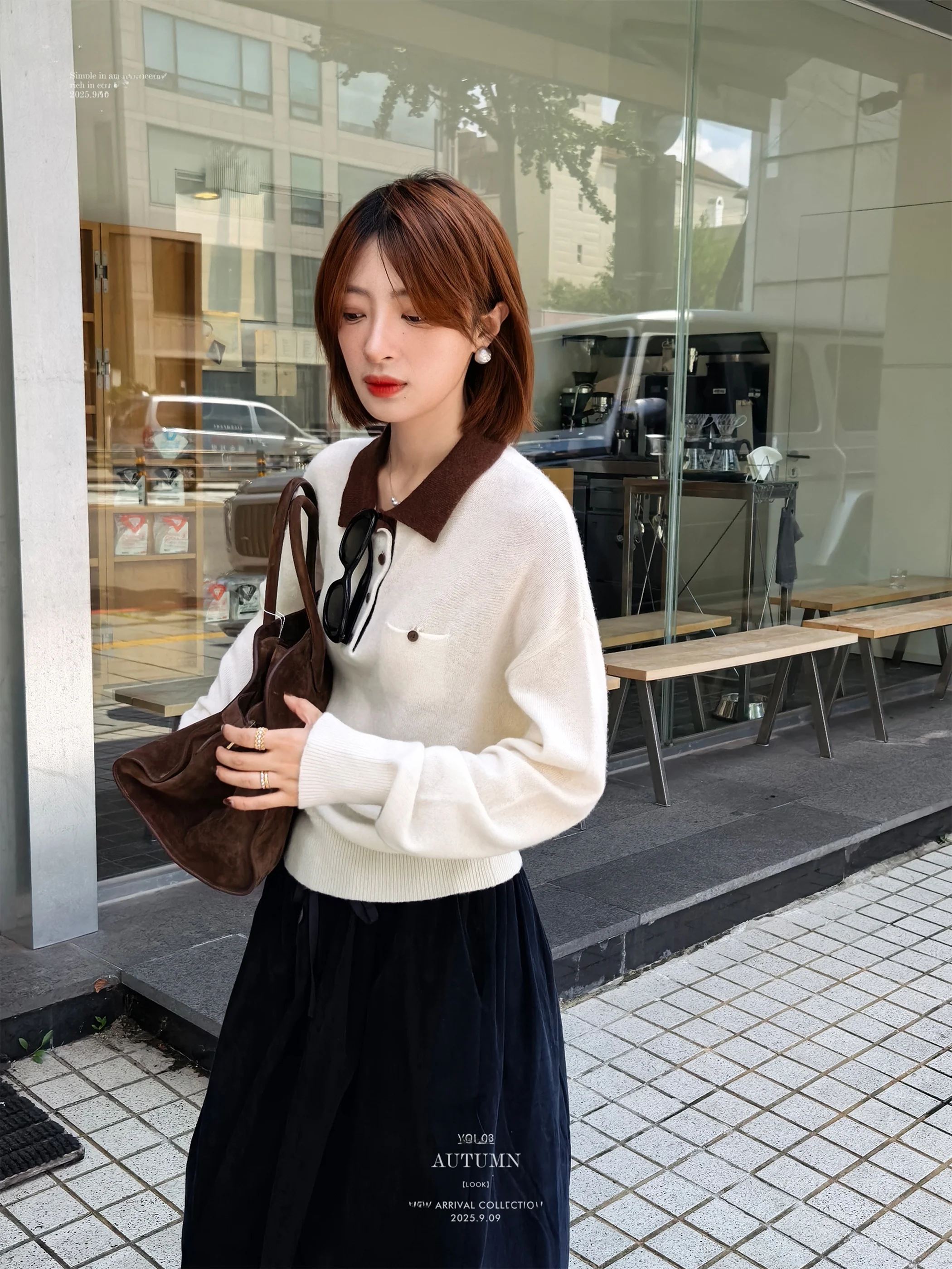 

Retro Sle Bubble Sve Knitted Sweater 00 Woolen Workroom Color Blo Top Women's Loose Fit Long Sve Warm Daily Wear