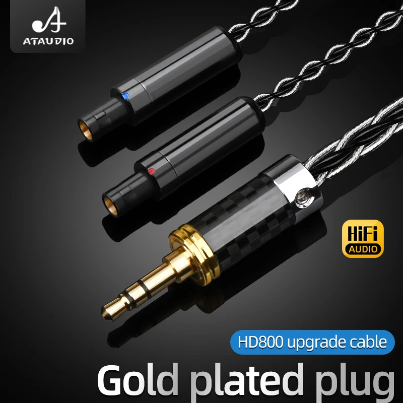 

Кабель для наушников ATAUDIO HiFi с серебряным покрытием OCC для HD800, кабель для апгрейда наушников 2.5/3.5/4.4/6.5 мм
