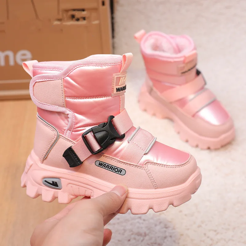 Children's plush snow boots 2024 Winter New Boys' Comfortable School casual shoes Girls' warm cotton boots 4-15 years old