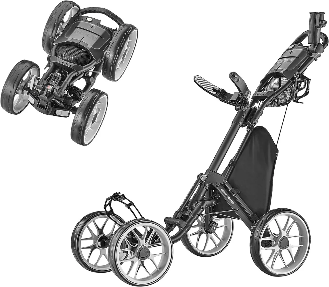 

Wheel Golf Push Cart - Caddycruiser One Version 8 1-Click Folding Trolley - Lightweight, Compact Pull Caddy Cart, Easy to Open