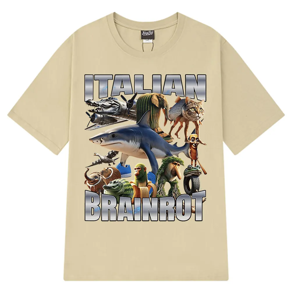 Italian Brainrot Tralalero Tralala Tung Tung Tung Sahur Bombardiro Crocodilo Funny Meme T-shirt Men Women Fashion Loose T Shirts image 4