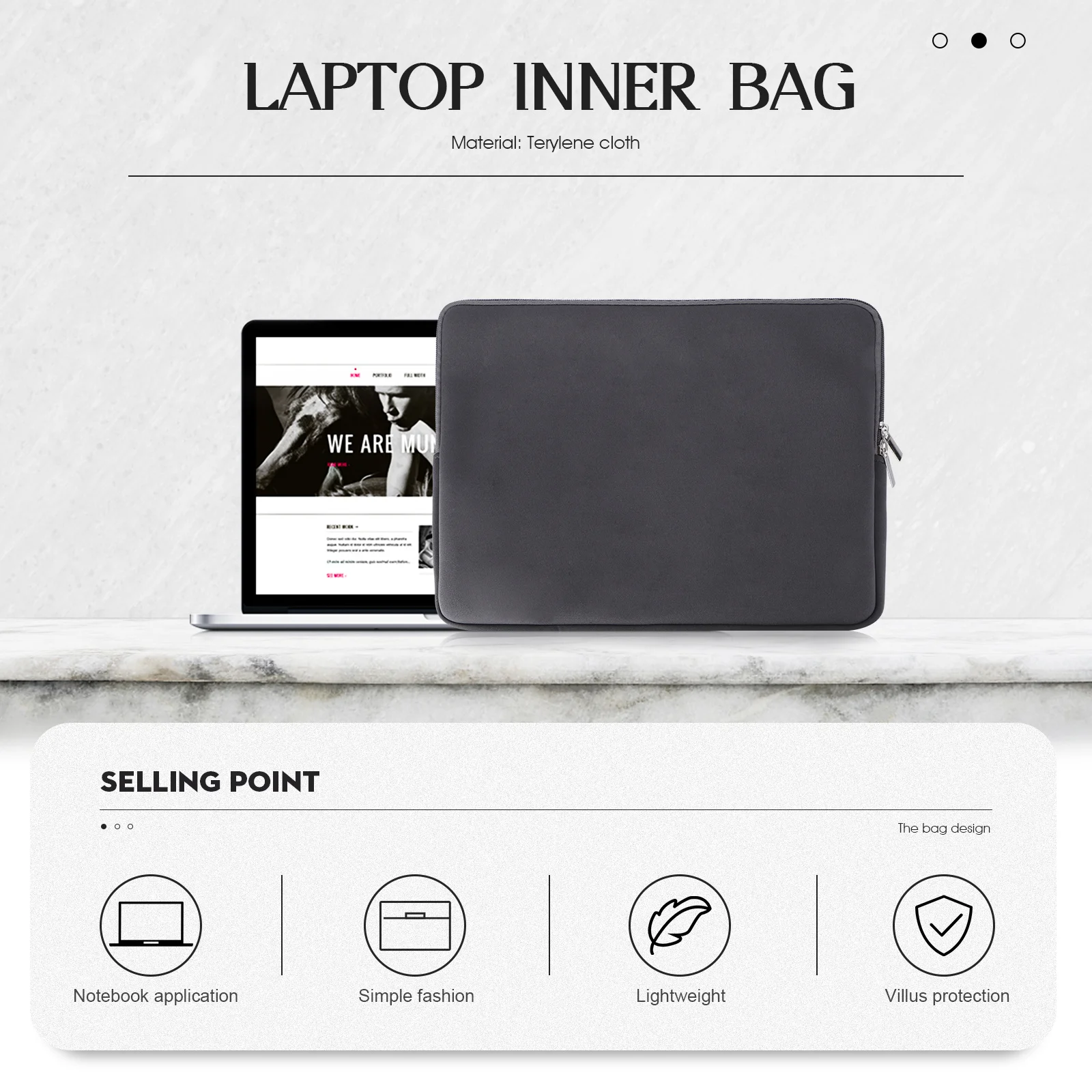 

Laptop Sleeve Case Cover Grey Breathable Interior Dustproof Scratch Resistant Two Strong Zippers Travel