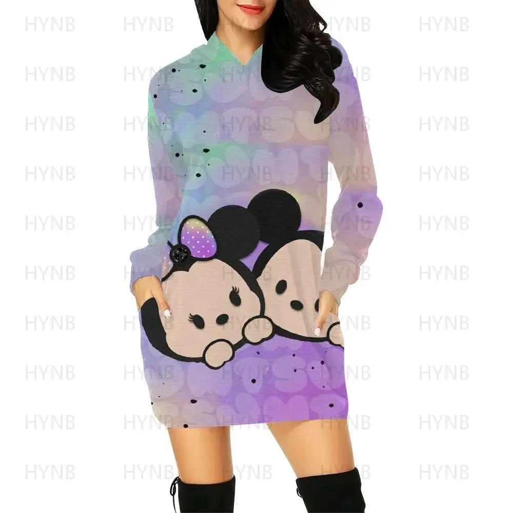 Sweater Dress Elegant Dresses for Women Hoodie Women's Party 2022 Minnie Mouse Sexy Mickey Long Sleeves Luxury Mini Disney Prom