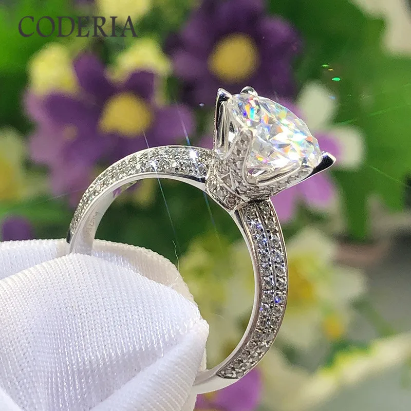 2 CT Diamond Engagement Ring Sterling Silver Certified D Color Moissanite Diamond Weddig Eternit Rings for Women Fine Jewelry