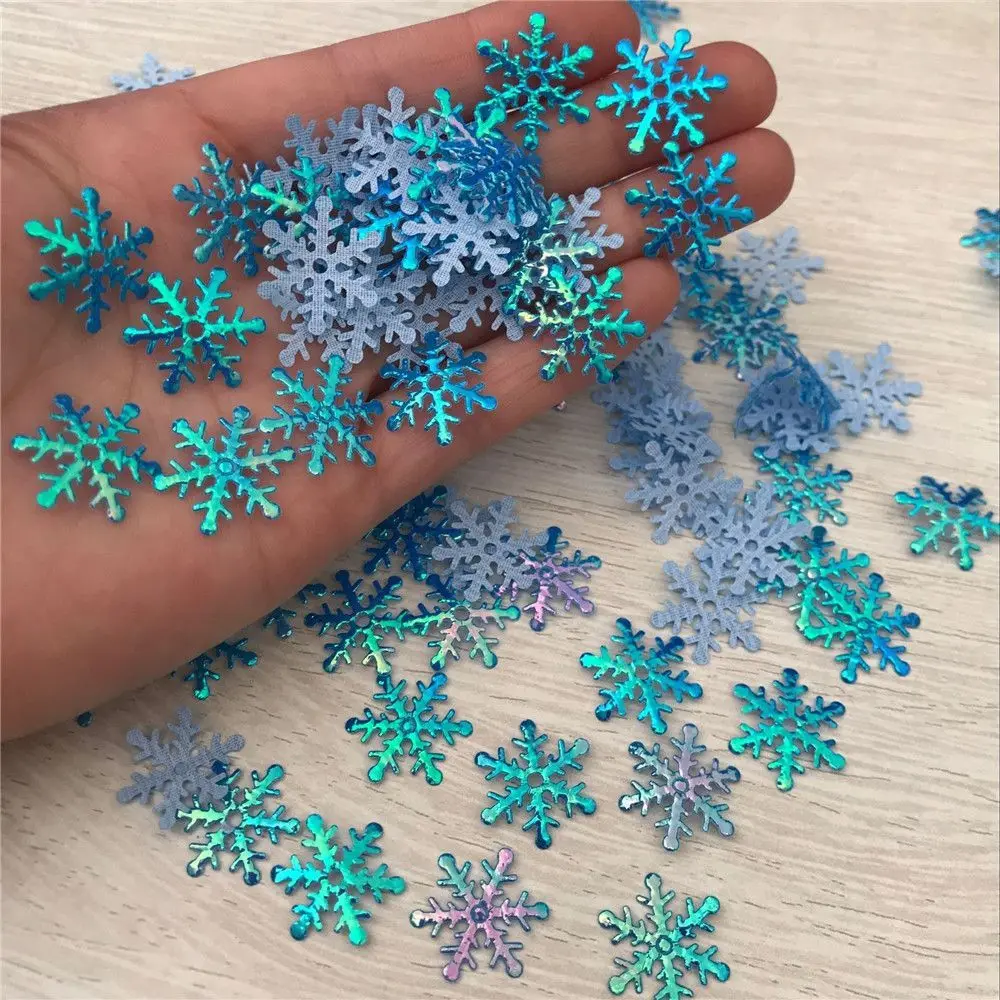 100/200/300Pcs Christmas Ornament Snowflake Xmas Birthday Party Wedding Decoration Handmade Home Decor Colorful Glitter Gifts