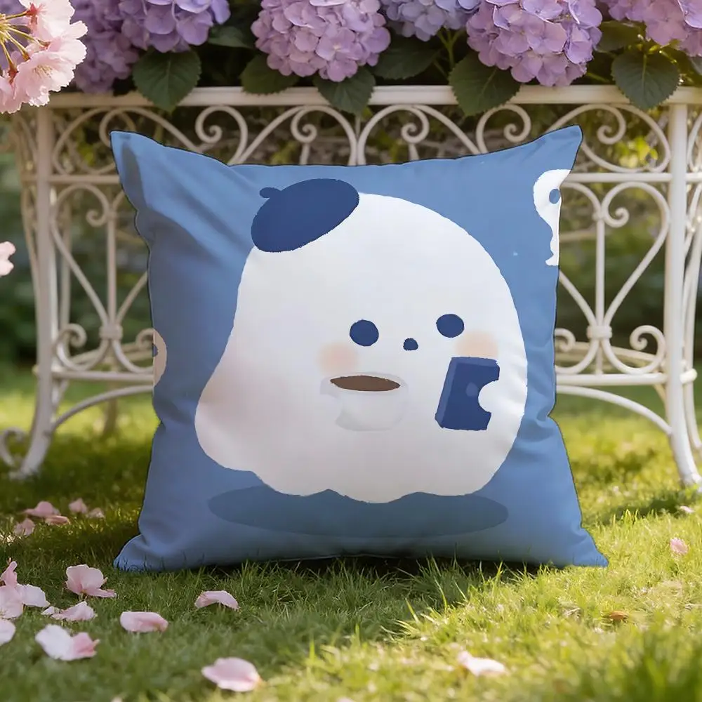 Character cute ghost Cushion Cover Home & Car Dual-Scene Pillow Cover: Reversible for Premium Comfort