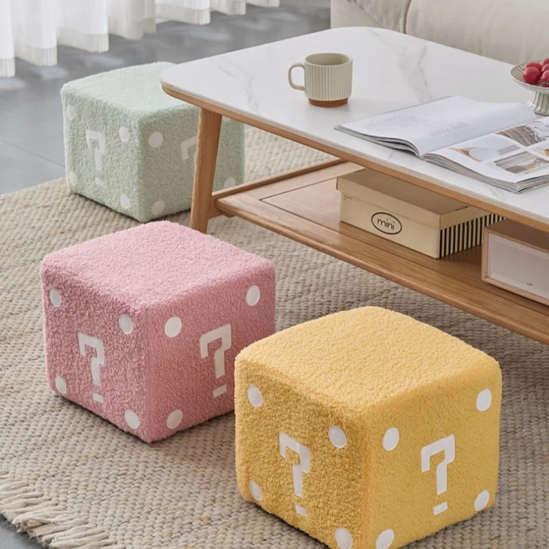 

Home Stool Low Stool Living Room Footrest Stool Creative Cute Square Stools Household Dice Shoes Stool Cartoon Square Bench New