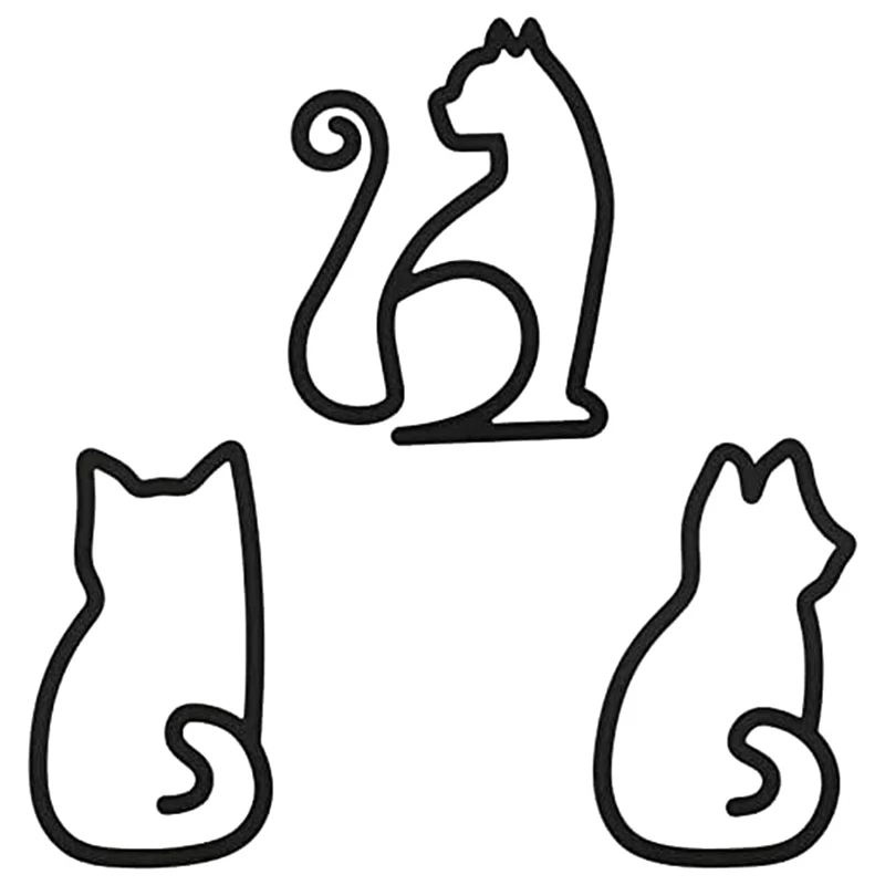 3 Piece Wall Art Wire Cats Sign Wall Decor Decors Accessories Metal For Kitchen Restaurant Shop