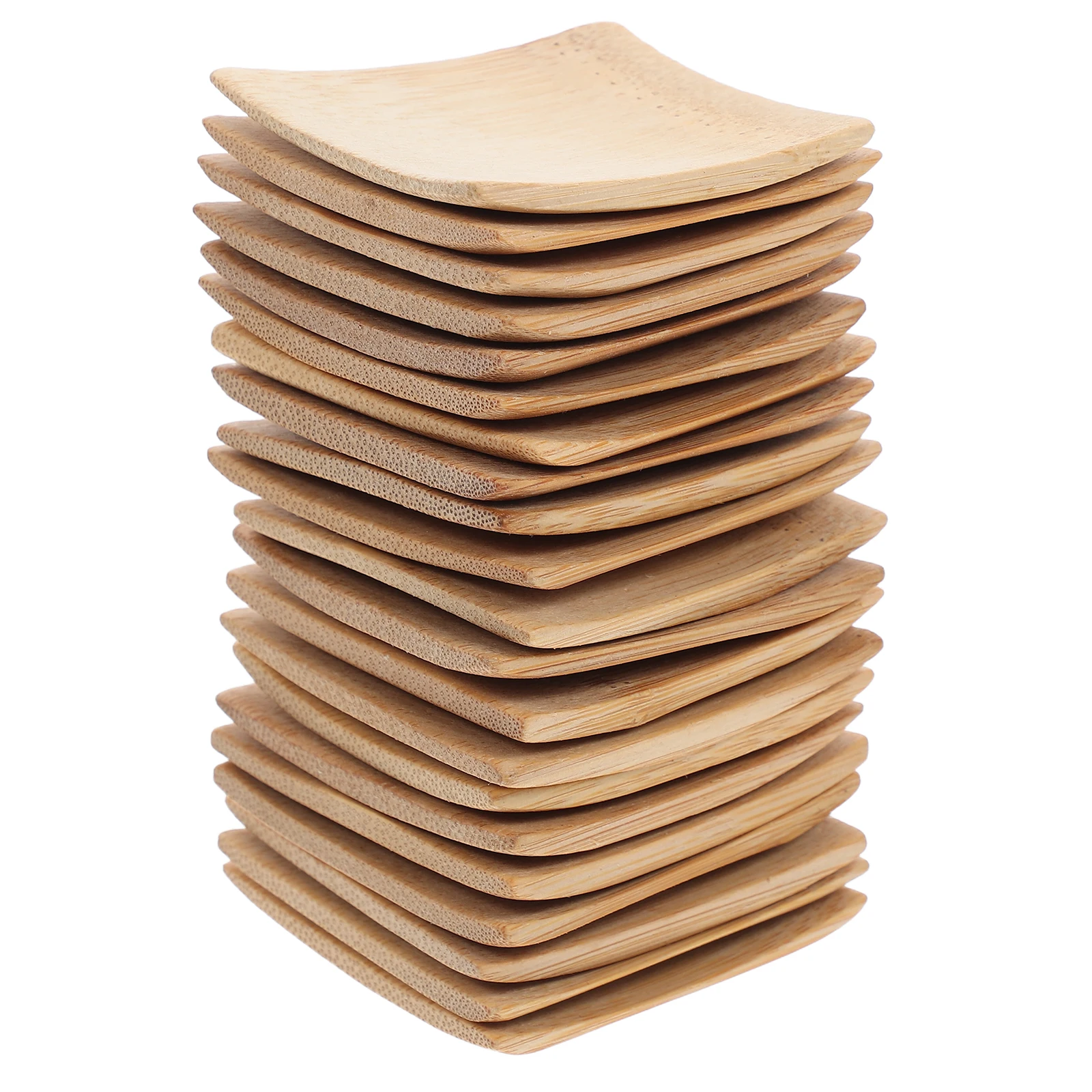 

20 Pcs Small Square Bamboo Plates Food Trays Snack Dessert Sushi Mini Dish Water Resistant Kitchen Tool Home Decor