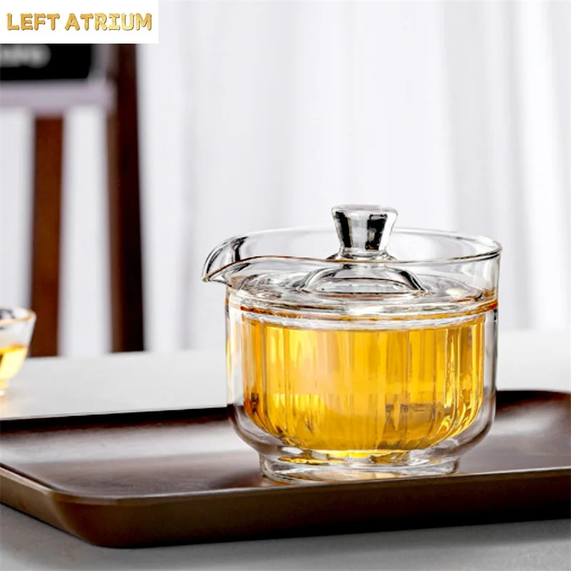 210ML Double Wall Glass Gaiwan Cup With Filt Cover Heat Insulation Chinese Tea Bowl Tureen Travel Teaware Kungfu Tea Sets