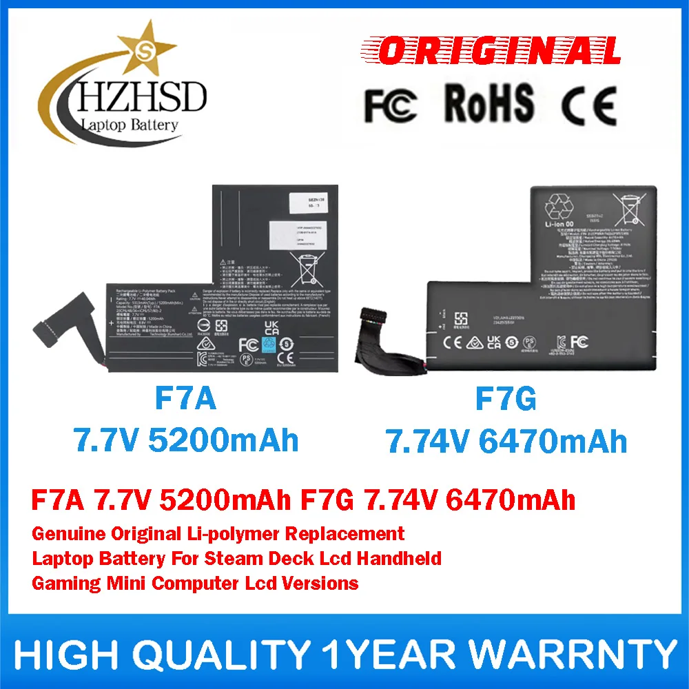 

F7A 7.7V 5200mAh F7G 7.74V 6470mAh Genuine Original Li-polymer Laptop Battery For Steam Deck Lcd Handheld Gaming Mini Computer