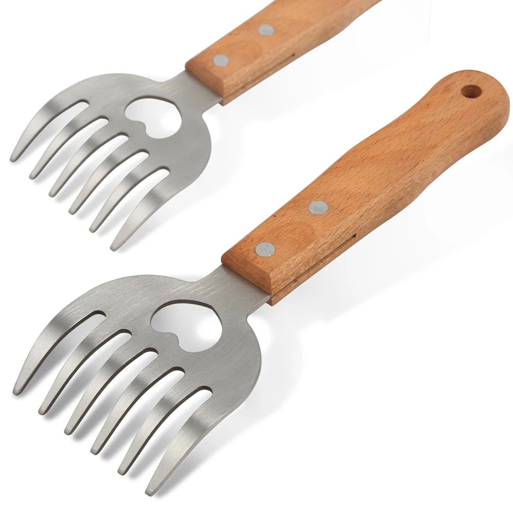 

Bear Claw Meat Shredder Stainless Steel BBQ Claws for Pulled Pork Chicken Beef Fish Shredding Tool Wooden Handle Durable