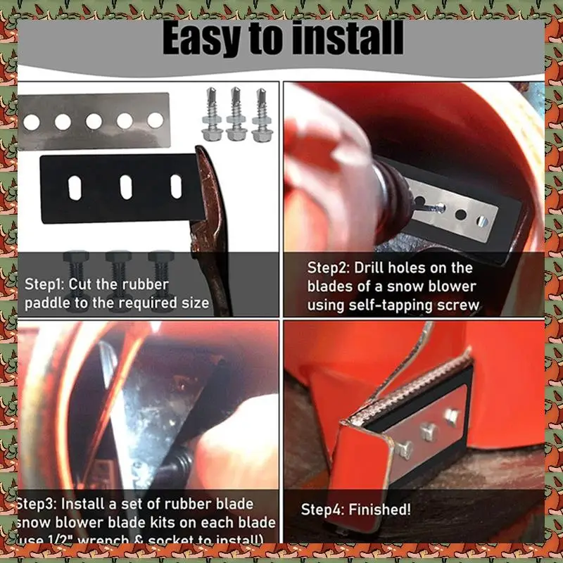 ABLQ Snow Blower Impeller Modification Kit - 1/4Inch 3-Blade Universal, For Modifies 2-Stage Machine Durable Easy To Use