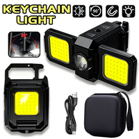 Flashlight Mini Keychain Light COB Work Light USB Rechargeable Lamp with 90° Foldable Side Lights Super Bright Portable Lanterns