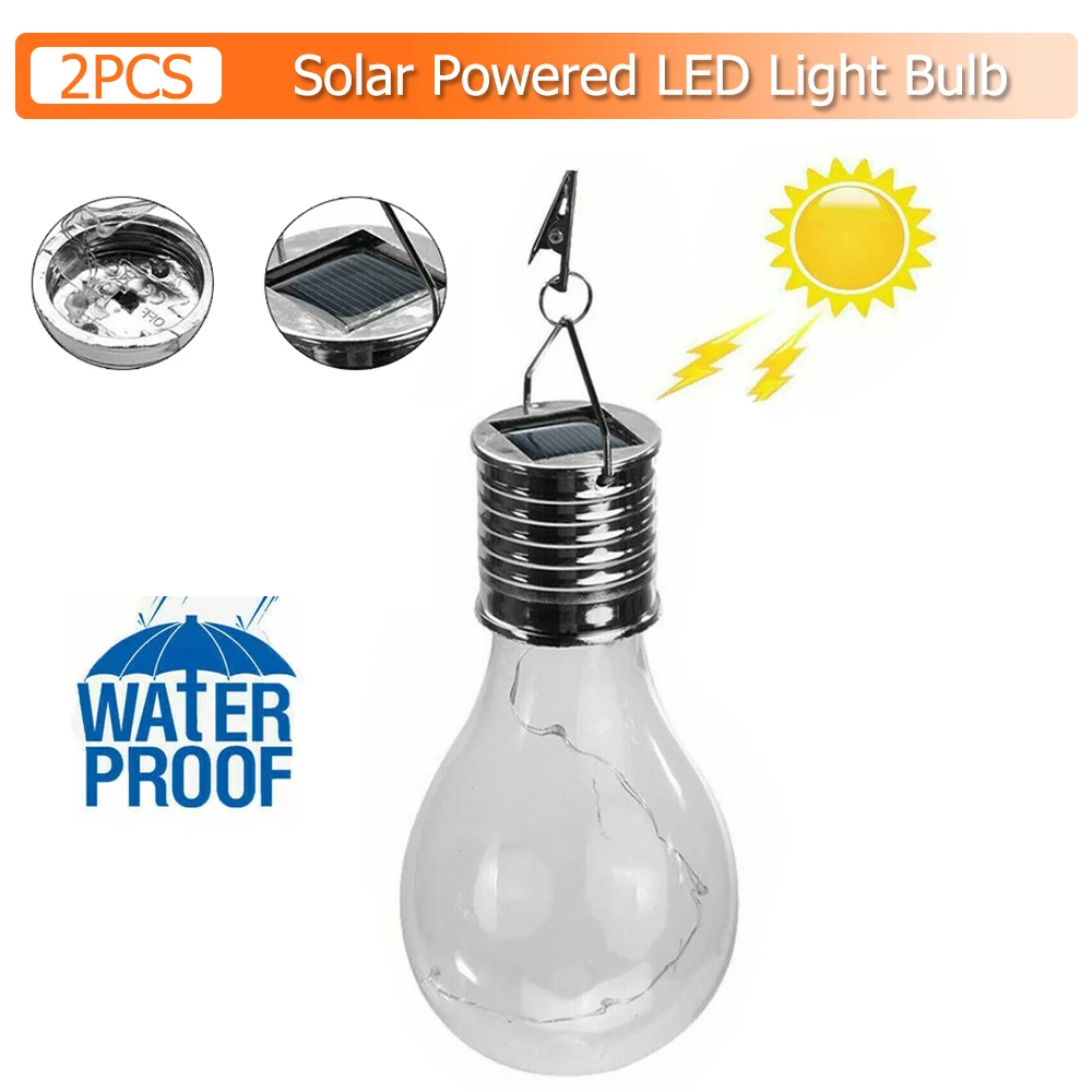 

2X Waterproof Solar Lights Patio Hanging Light Multi Color Outdoor Fence Warm White Dusk To Dawn Clip Lamp For Fence Bulb Garden