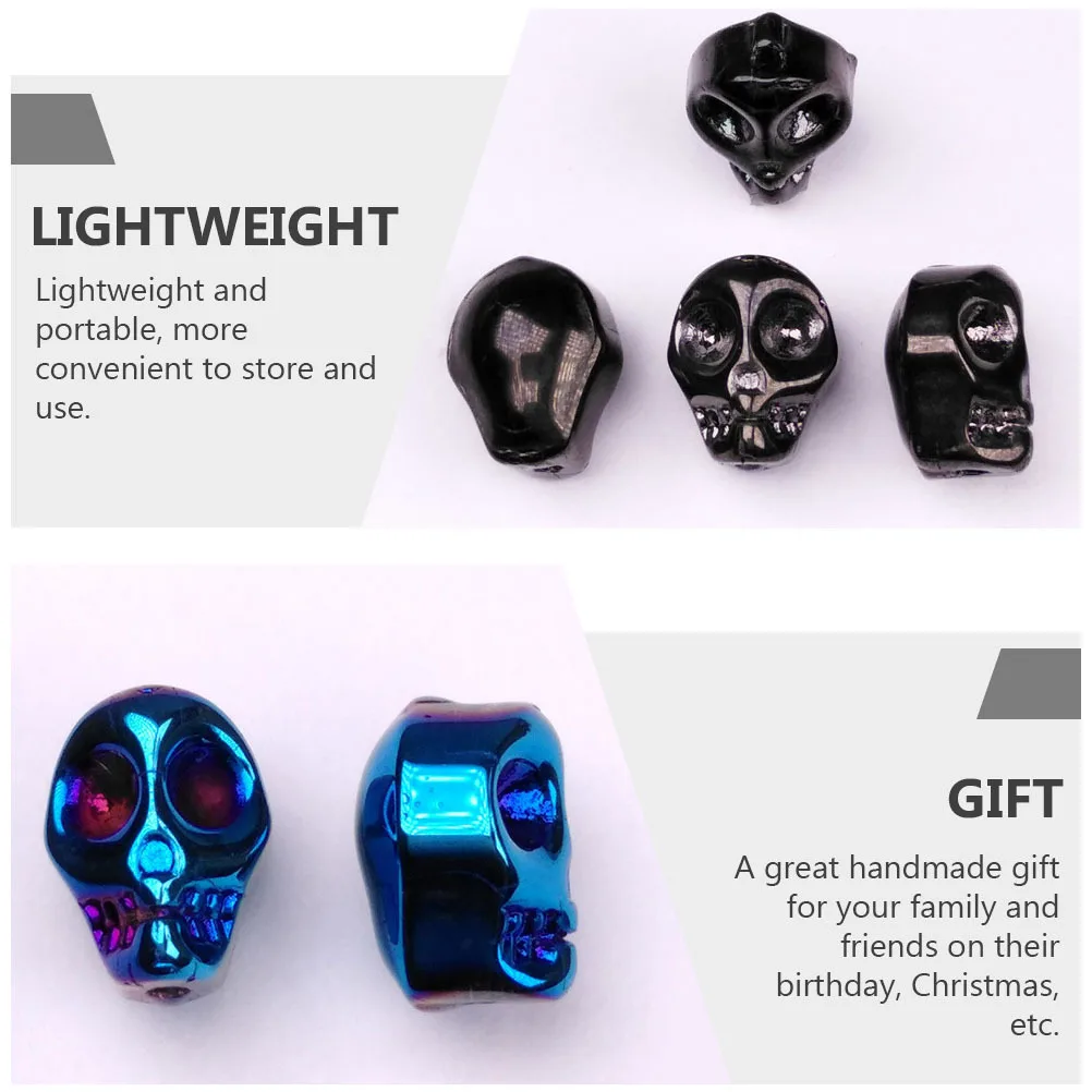 

50 шт. стеклянные бусины в форме черепа, фурнитура для изготовления ювелирных изделий, браслет «сделай сам», ожерелье, подвески, дизайн черепа, свободные бусины