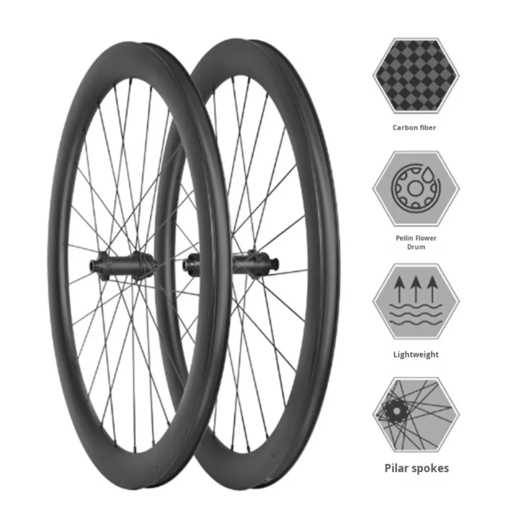 

Self-Made Carbon Fiber T700/T800 Matte Finish Road Bicycle Wheel Set 38/50/60/73 Frame Height Quick Release Disc Brake Barrel