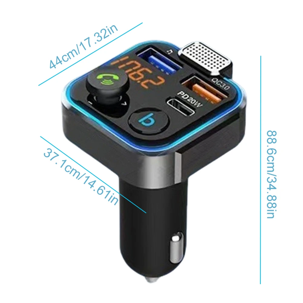 자동차 Mp3 블루투스 수신기 플레이어 FM 송신기 Type-C PD 20W QC3.0 고속 충전기 핸즈프리 지원 USB 메모리 스틱 어댑터