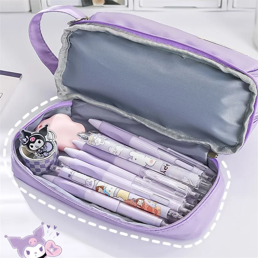 Pencil Case Double Layers Large Capacity Classification Storage Pencilcase Waterproof Canvas School Makeup Bag Pencil Pouch Pen image 5