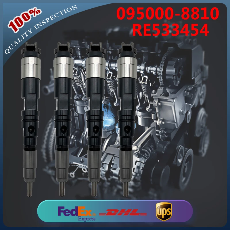 

4PCS Fuel Injector 095000-8810 RE533454 for John Deere Engine 4045 6068 6081 Combine 9560STS 9570STS