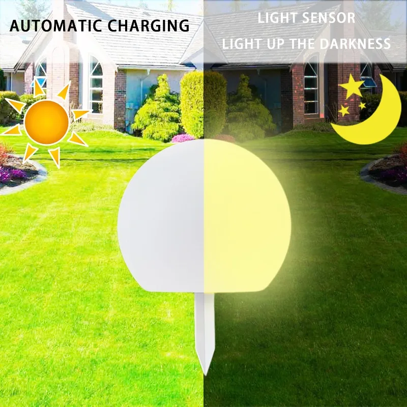 Built-in solar ball light, floor plug lawn light led colorful remote control garden floor light luminous ball light