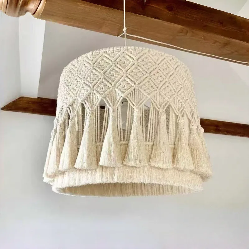 Handmade cotton rope woven lampshade Bohemian B & B soft Amazon lampshade y