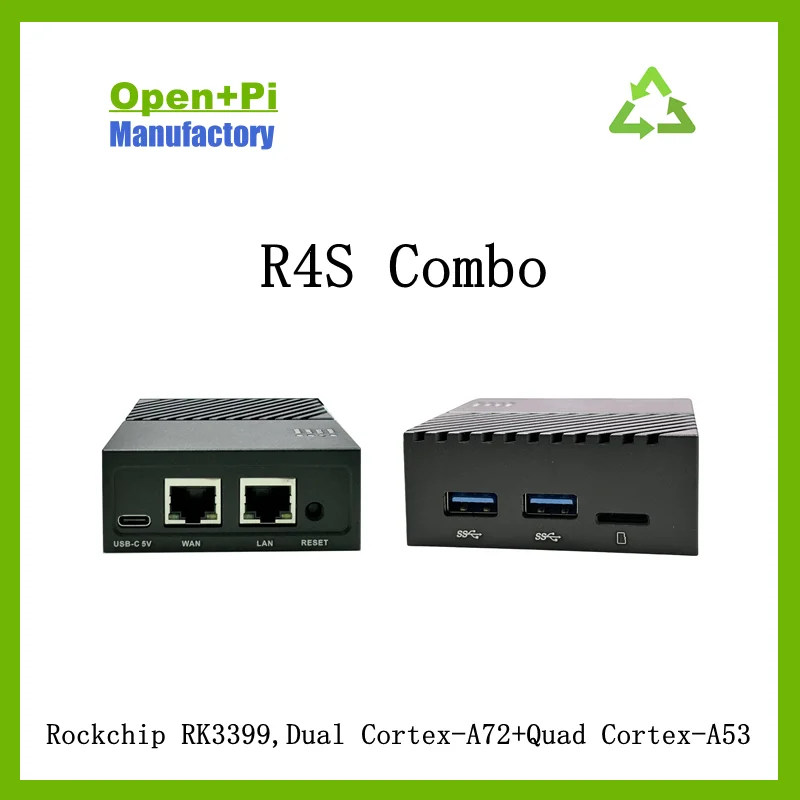 Select-Pi Nano R4S Router 4G LPDDR4 RAM,Rockchip RK3399,Dual Cortex-A72+Quad Cortex-A53,Mali-T864 GPU,2xGigabit LAN, Debian