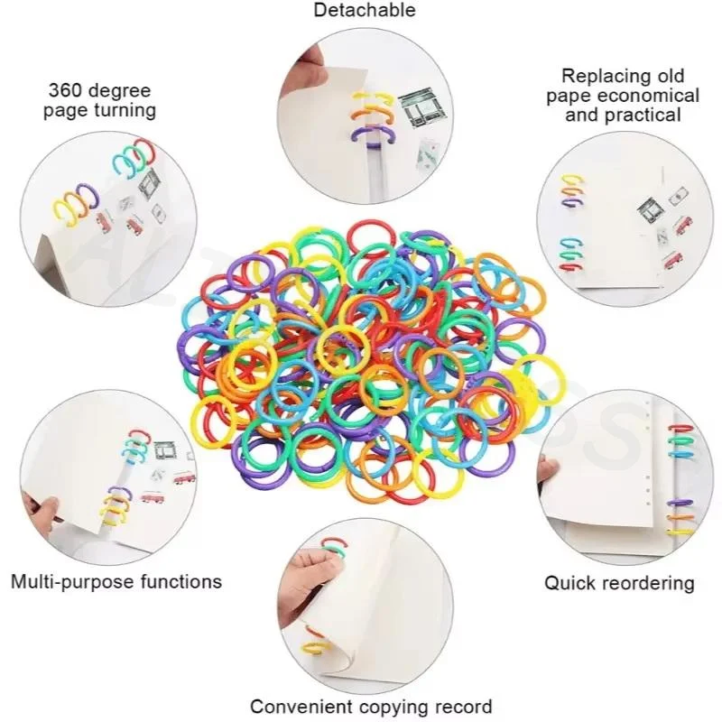 15mm Plastic Loose Leaf Rings Vibrant Color Durable 50 Pack for DIY Photo Albums Office School Home Stationery Essentials