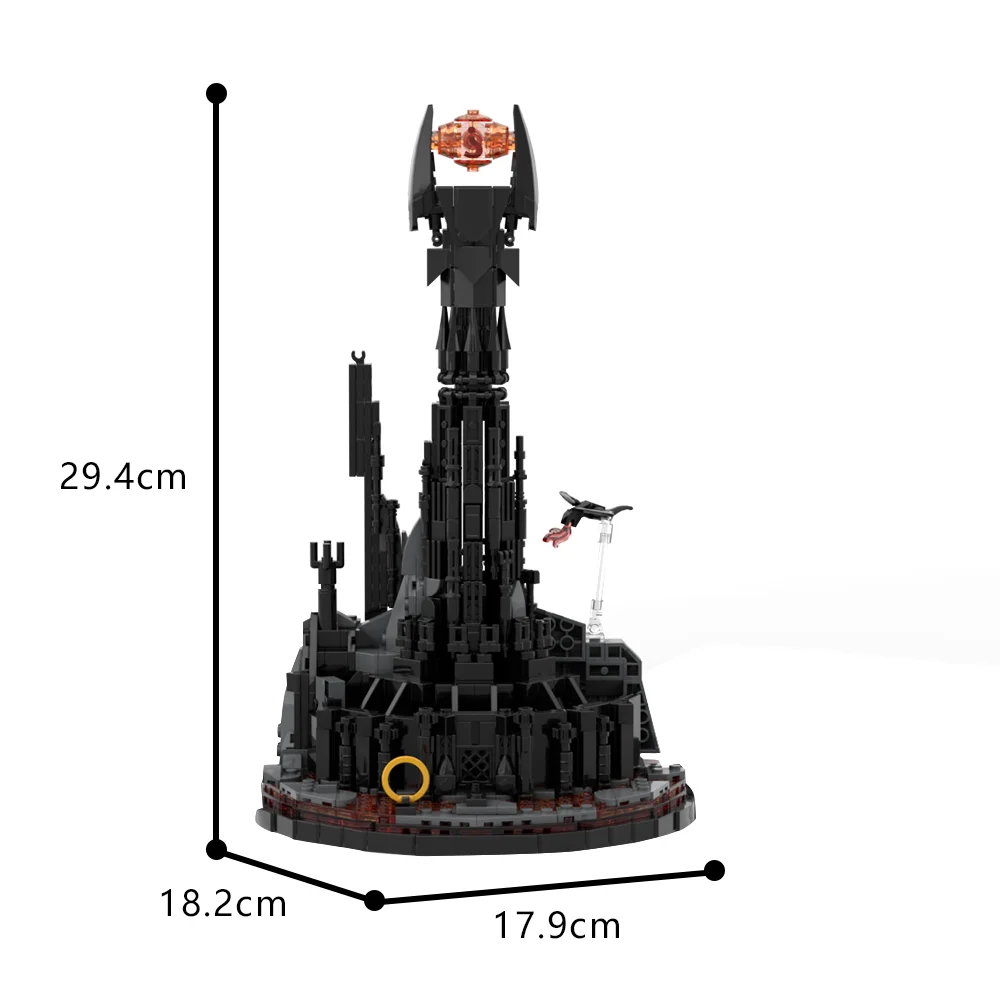 MOC cincin Film Model Eye of Sauron, mainan anak dekorasi meja bata bongkar pasang, blok bangunan Magic gasle on Book Puzzle