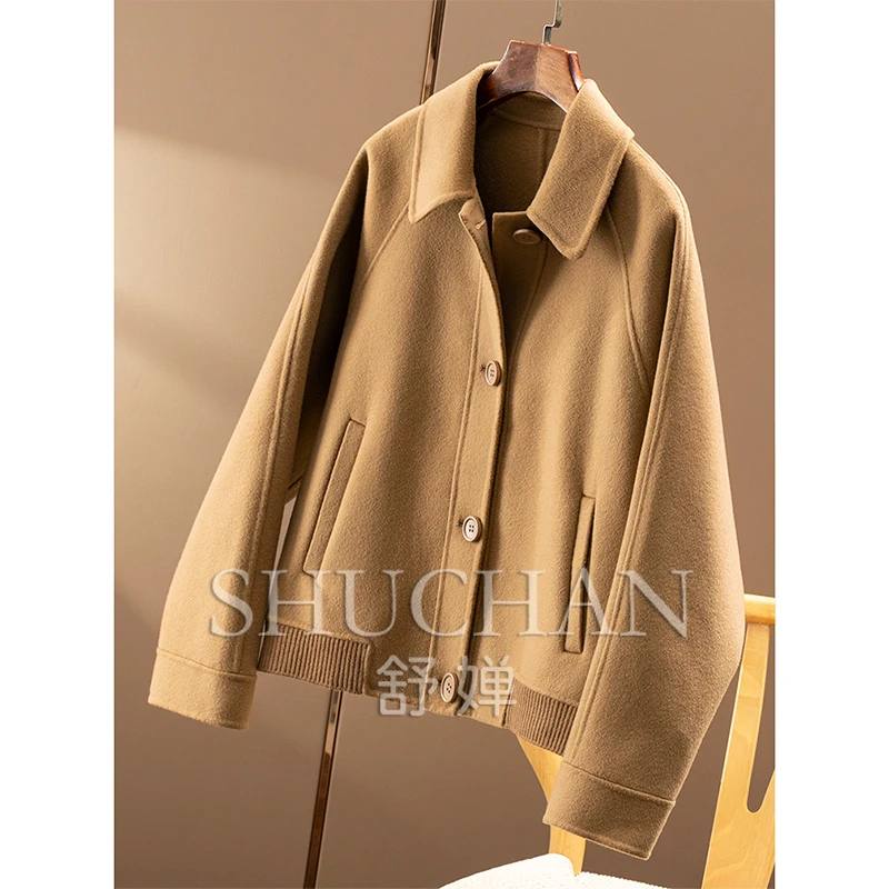 Warm Luxury Cashmere Wool Double-sided Woolen Short Coat Women 24E5 Casacas Para Mujer Invierno New 2025