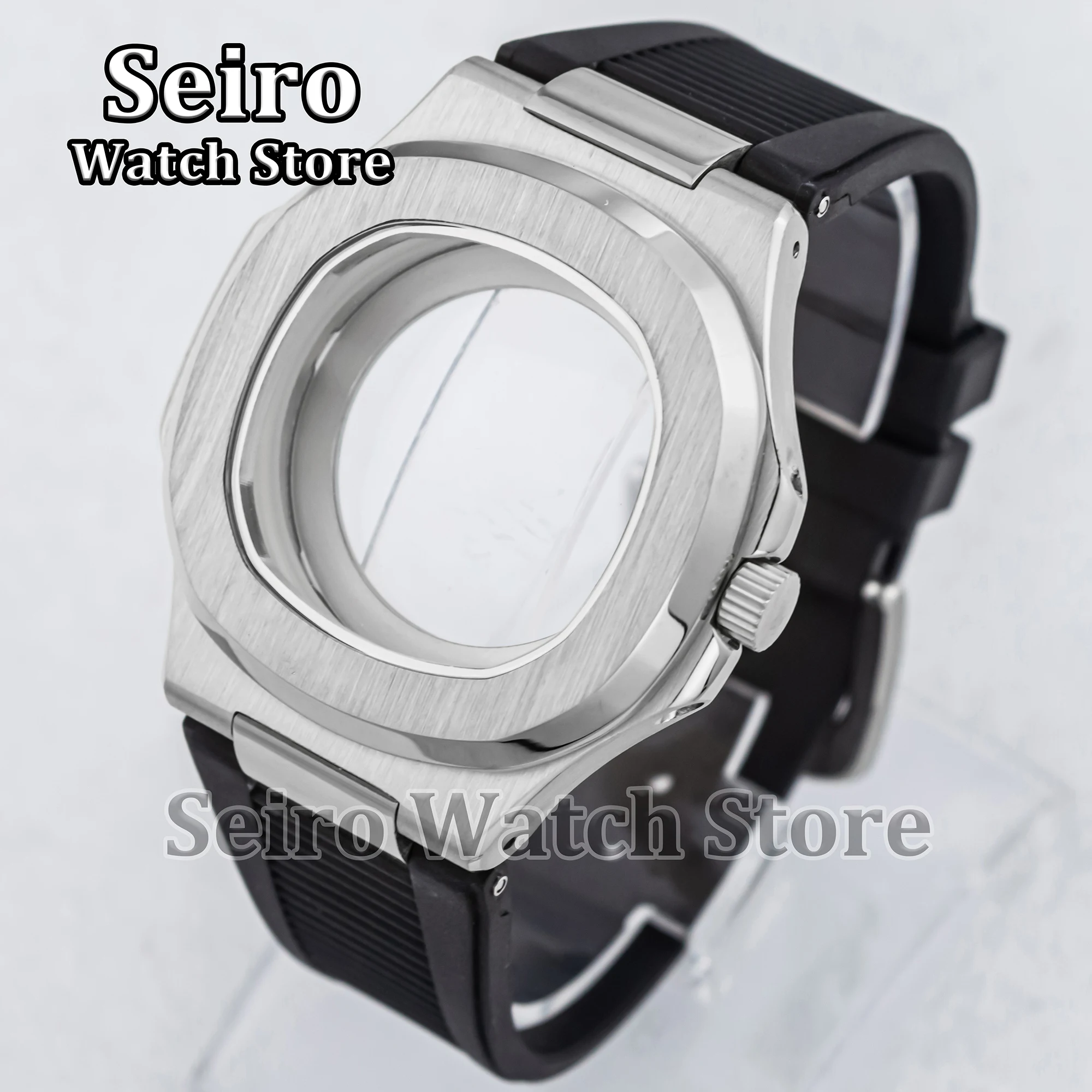 

Nautilus 41MM NH35 Case Rubber Strap Sapphire Glass 10ATM Waterproof Stainless Steel Modification for NH36 Movement Replacements