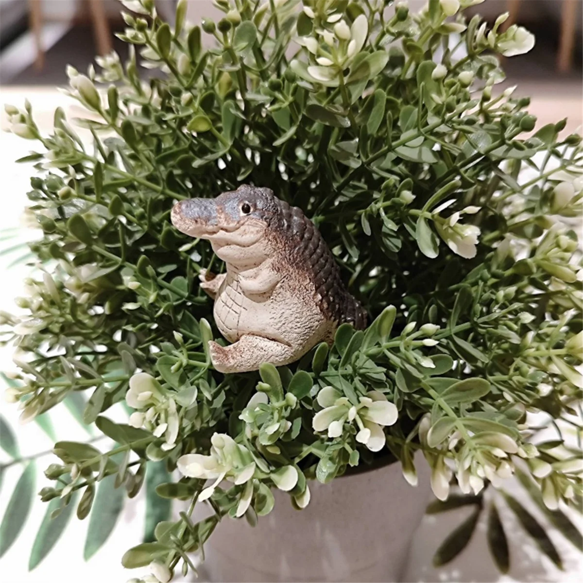 Posąg aligatora Ornament, Tea Pet aligator figurka figurka zwierząt ogrodowych, wystrój żywiczny