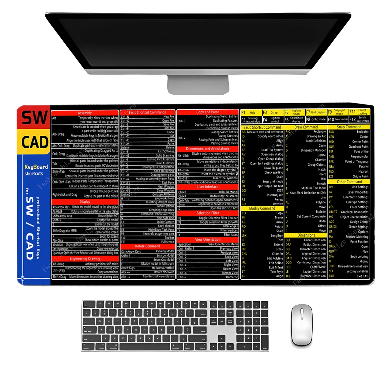 SW CAD مفاتيح اختصار لوحة المفاتيح لوحة ماوس الألعاب المهنية قصيرة قطع ماوس الوسادة مخيط حافة المطاط لمستخدم المكاتب المنزلية #3