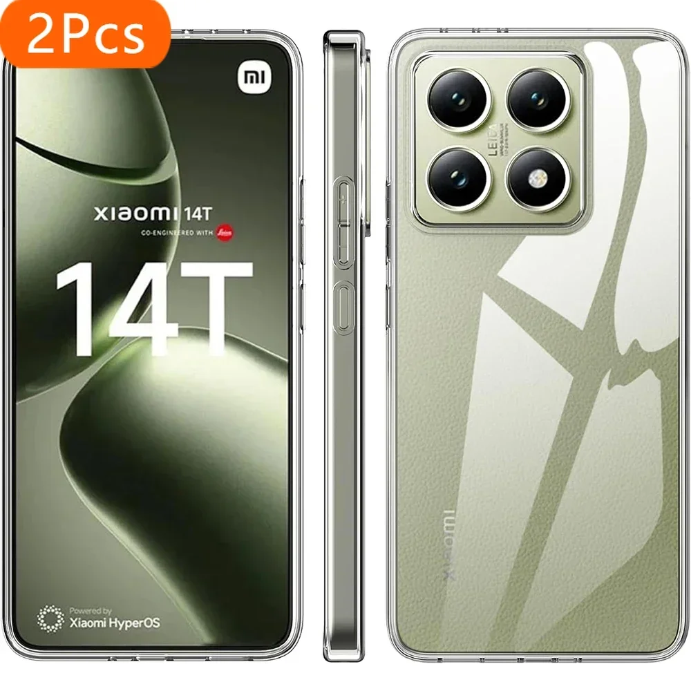 

2Pcs Ultra Thin Silicone Soft Case For Xiaomi Mi 14T 14 13 13T Pro Redmi Note 13 Pro Plus Pro+ 4G 5G Clear Cover Transparent She
