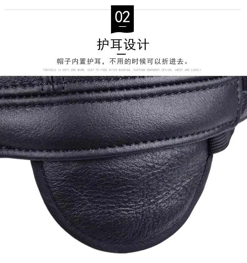 2026-european-style-genuine-leather-beret-spring-2026-fashion-casual-sheepskin-print-men's-duckbill-hat-black-brown-fitted-caps