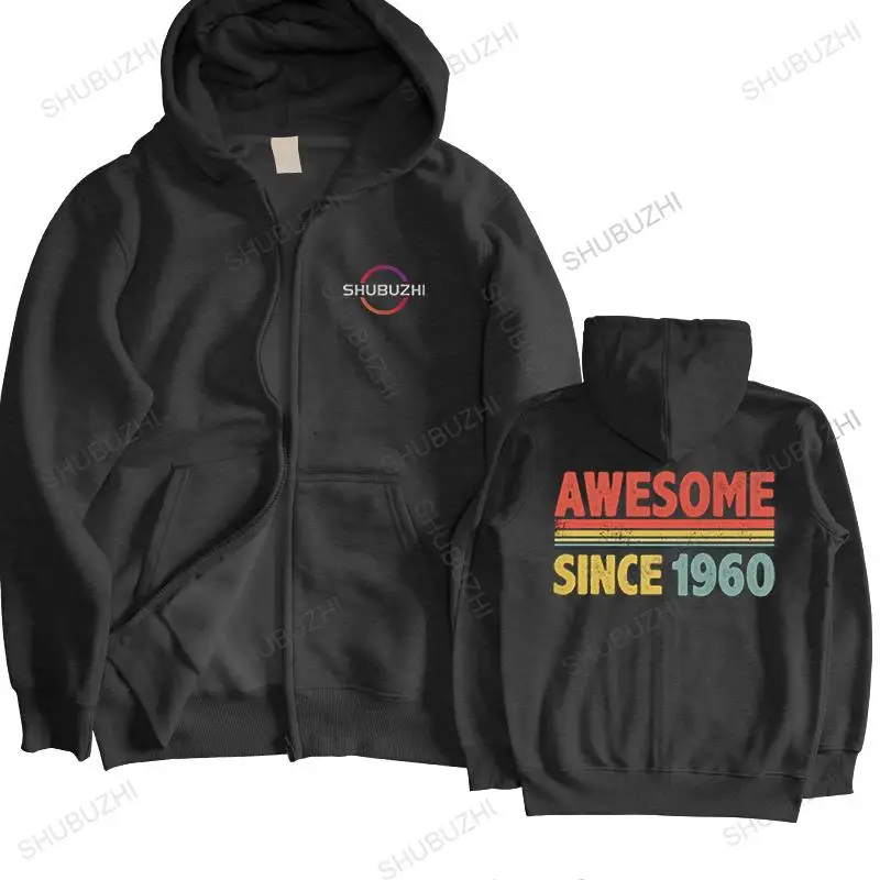 

Awesome Since 1960 hoody Men hooded coat Pure Cotton 62 Years Old pullover Retro Style Casual 60th Birthday Gift sweatshirt