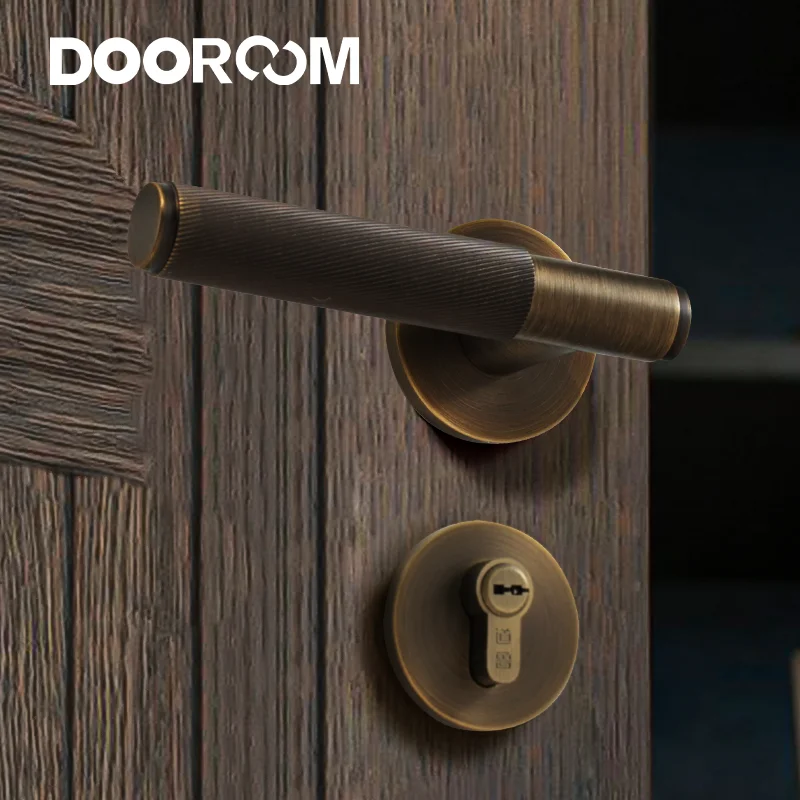 Imagem -03 - Dooroom-brass Knurled Door Lock Handle Grupo Privacidade Manequim Interior Quarto Banheiro Duplo Lever Madeira Interior Preto Ouro Novo