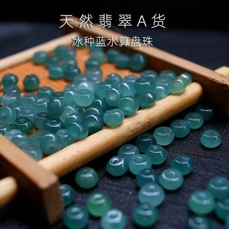 Genuine Myanmar Jadeite Blue Water Jade Abacus Beads For Jewelry Making Diy String Bracelet Beaded Necklace Charms Accessories