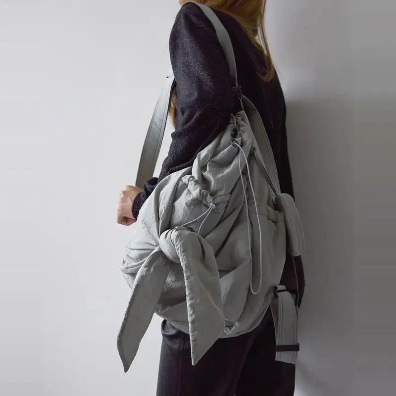 2026 Women Brand Casual Knot Dual Shoulder Bag Single Shoulder Bag Two-Way Spring 2024 Soft Fabric Youth Daily Use Waterproof