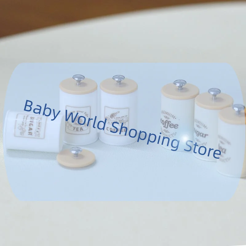 

3Pcs Dollhouse Simulation Nordic Storage Jar Model Kitchen Storage Organzier Candy Box Miniature Food And Play Dry Goods Cans