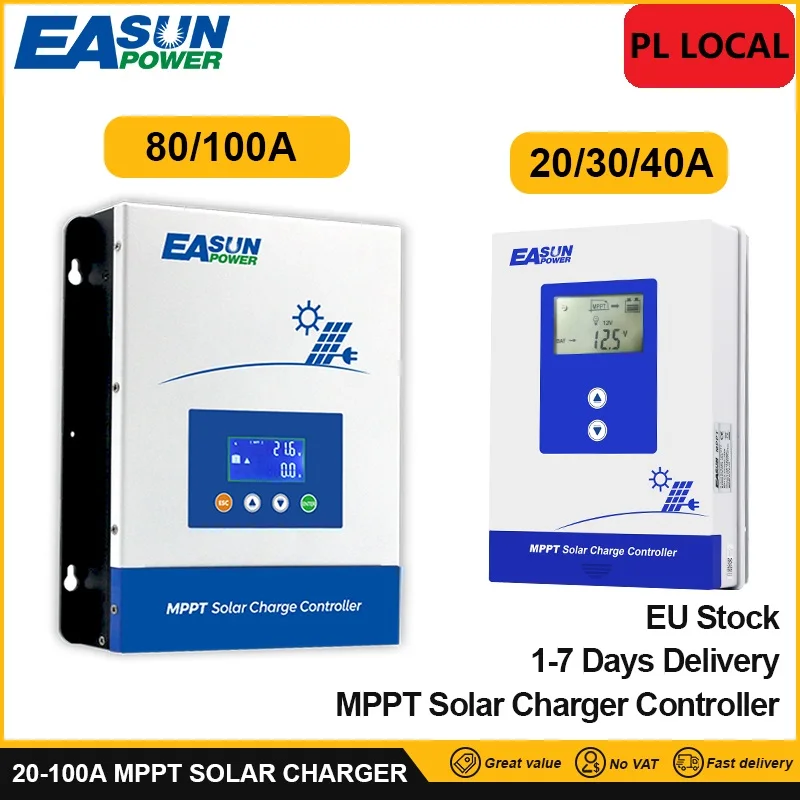 Easun Mppt 20a 30a 40a 60a 80a 100a Zonne-Oplader Controller 12V 24V 36V 48V Lithium Batterij Zonnepaneel Ip21 Ondersteuning Lifepo4 Li