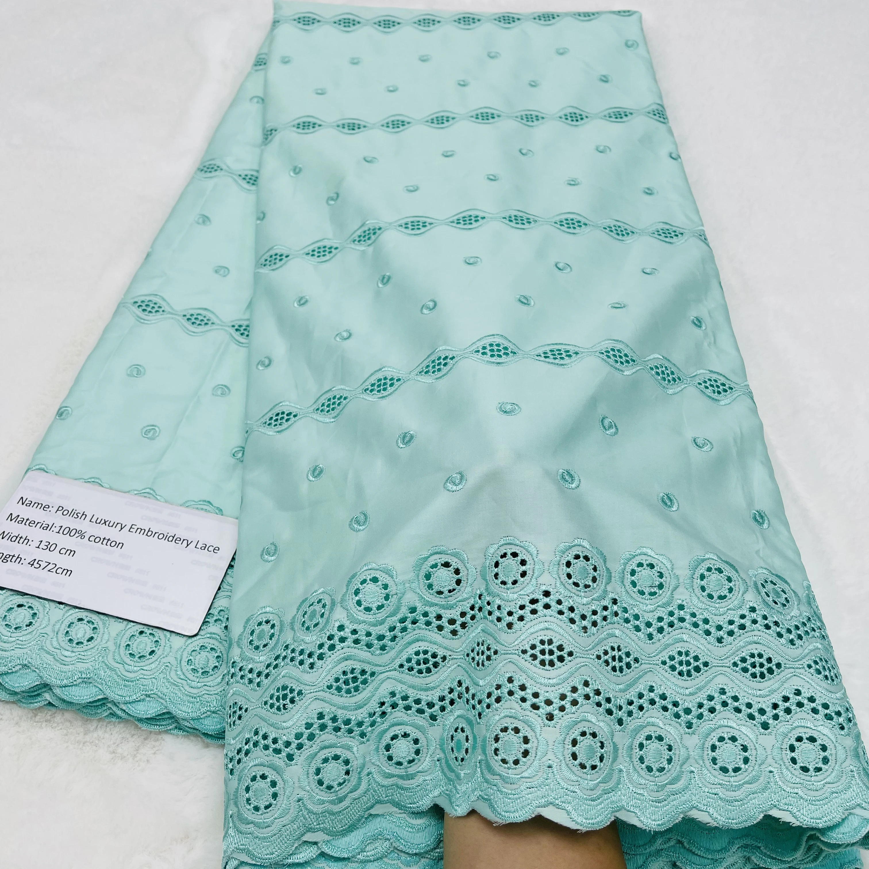 

African Polish Cotton Lace Fabric 2025 High Quality 5 Yards Embroidered Men's Nigerian Lace Fabric Elegant Dress for Party