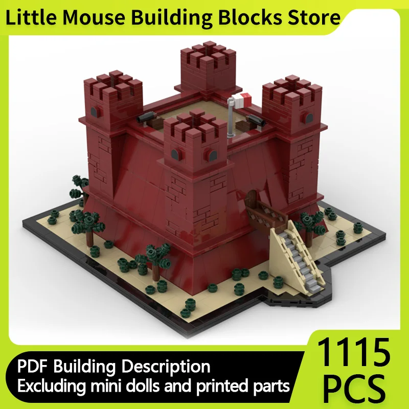 

Medieval Castle Model MOC Building Bricks Square Red Pagoda Modular Technology Gifts Holiday Assemble Children Toys Suit