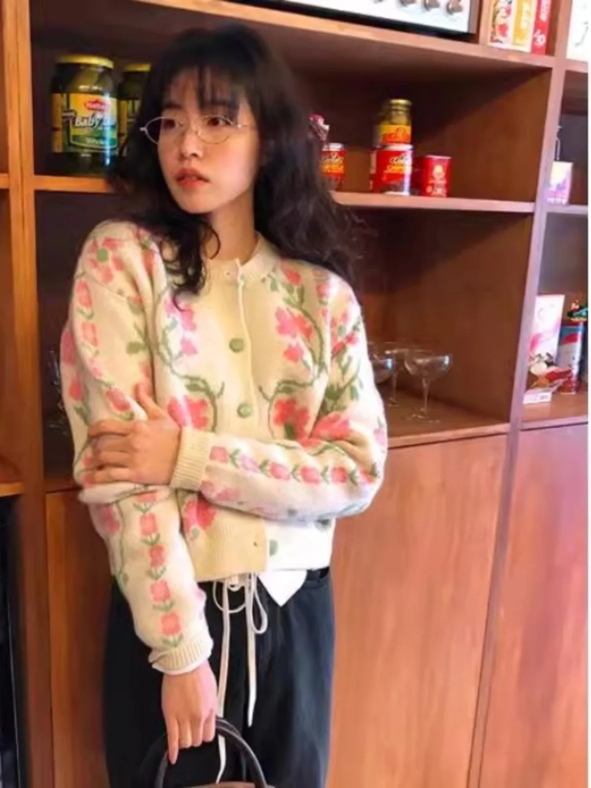 

Ele Gentle Knitted Sweater Women's Autumn 2024 Chic Design Slimming Open Cardigan Outerwear Soft Warm Long Sve