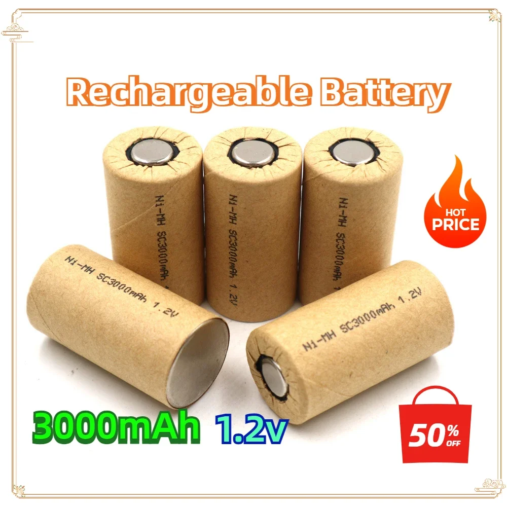 

3000mAh 1.2v Sub C NiMh Rechargeable Battery for DIY Screwdriver Electric Drill Power Tools SUB CNew SC Batteries