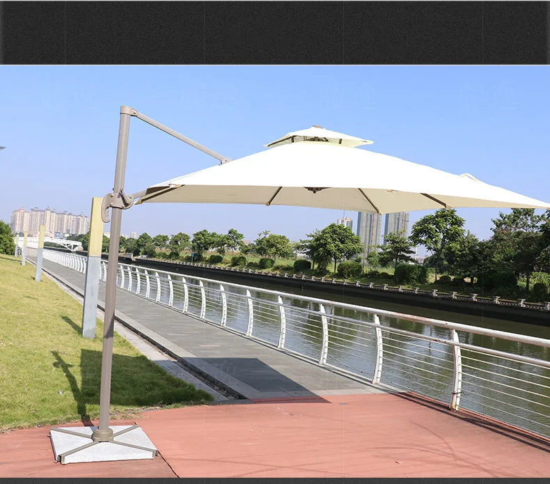 

Outdoor Manual Control Large Side Umbrella Roman Courtyard Sunshade & Beach Advertising Beach Umbrella with Lamp for Parties
