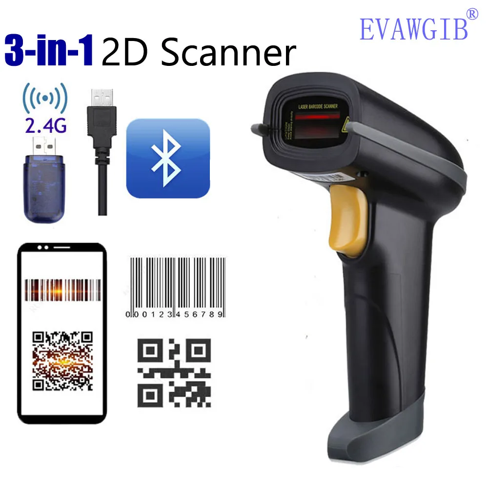 

EVAWGIB Free Shipping DA5 Bluetooth 1D 2D Barcode Scanner COMS QR Code Flexibility Continuous Inventory Logistics Cheapest